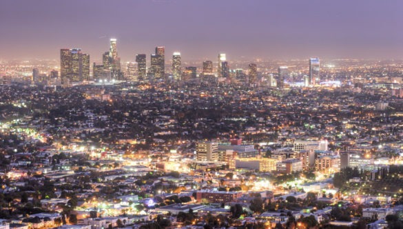 a sprawling view of Los Angeles at night